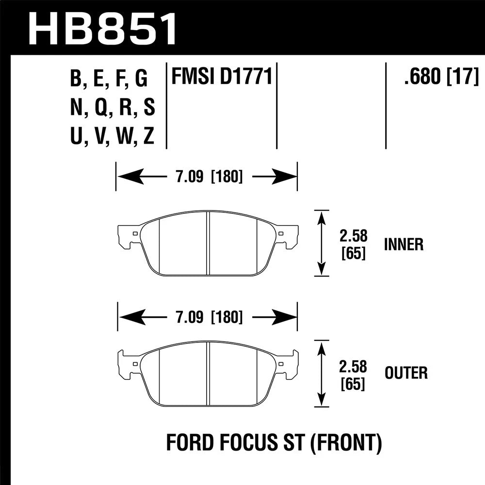 Hawk Performance HPS Street Front Brake Pads | 2015-2016 Ford Focus ST (HB851F.680)