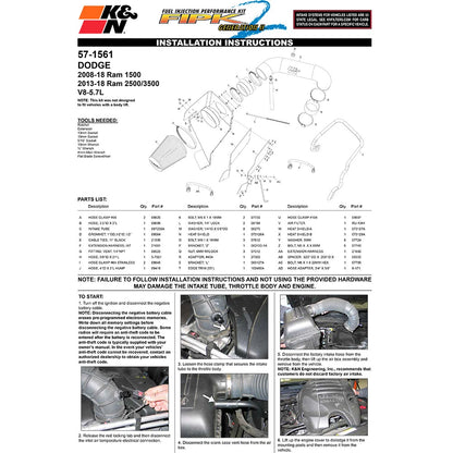 K&N Performance Intake | Dodge Ram 1500 (09-11) V8 5.7L (57-1561)