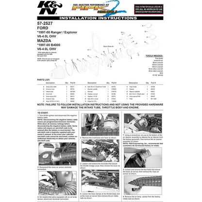 K&N 97-00 Ford Ranger V6-4.0L Performance Intake Kit | Ford Ranger (97-00) (57-2527)