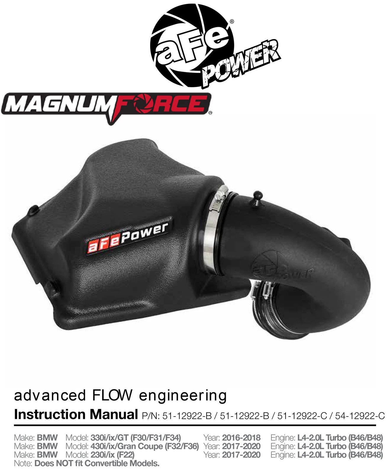 aFe MagnumFORCE Intake Stage-2 Pro DRY S | BMW 330i (F3x) L4 2.0L B48 (17) (51-12922-C)