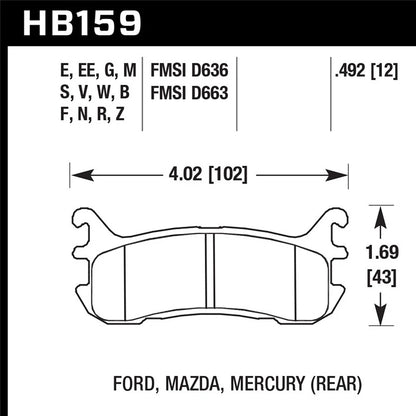 Hawk Performance Street Rear Brake Pads | Mazda Miata (1994–2005) (HB159F.492)