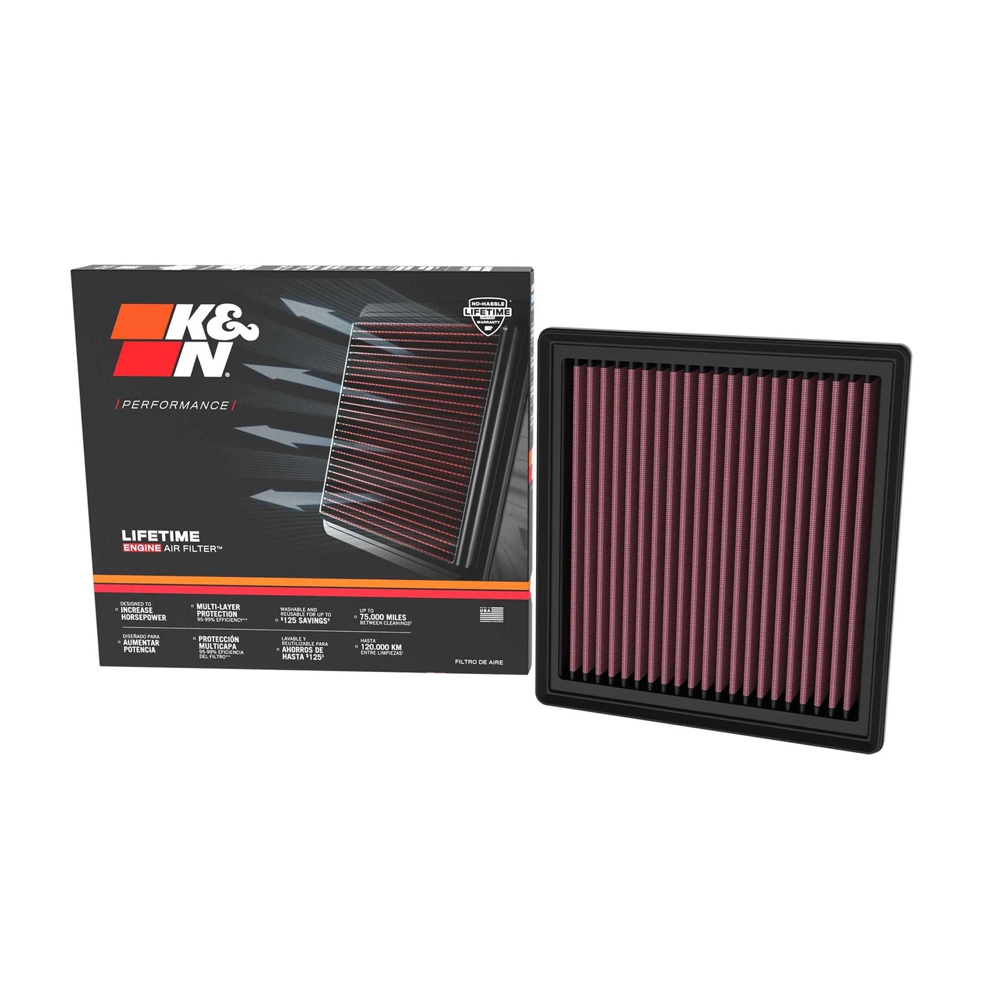K&N 33-5140 High Flow Performance Air Filter for 2024 Mazda CX-90 2.5L 3.3L