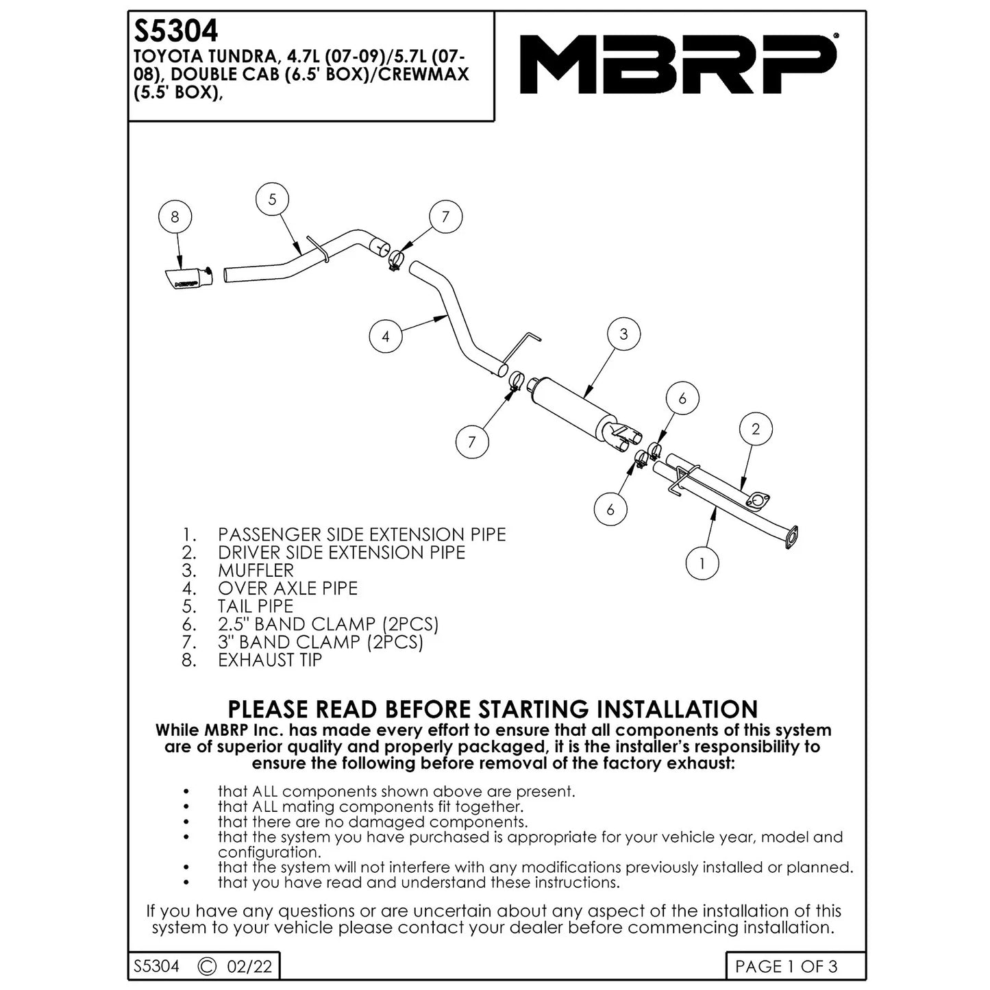 MBRP 3in. Cat-Back Single Side Exit Exhaust | Toyota Tundra 4.7L/5.7L (07-09) (S5304409)