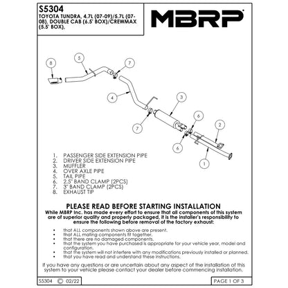 MBRP 3in. Cat-Back Single Side Exit Exhaust | Toyota Tundra 4.7L/5.7L (07-09) (S5304409)