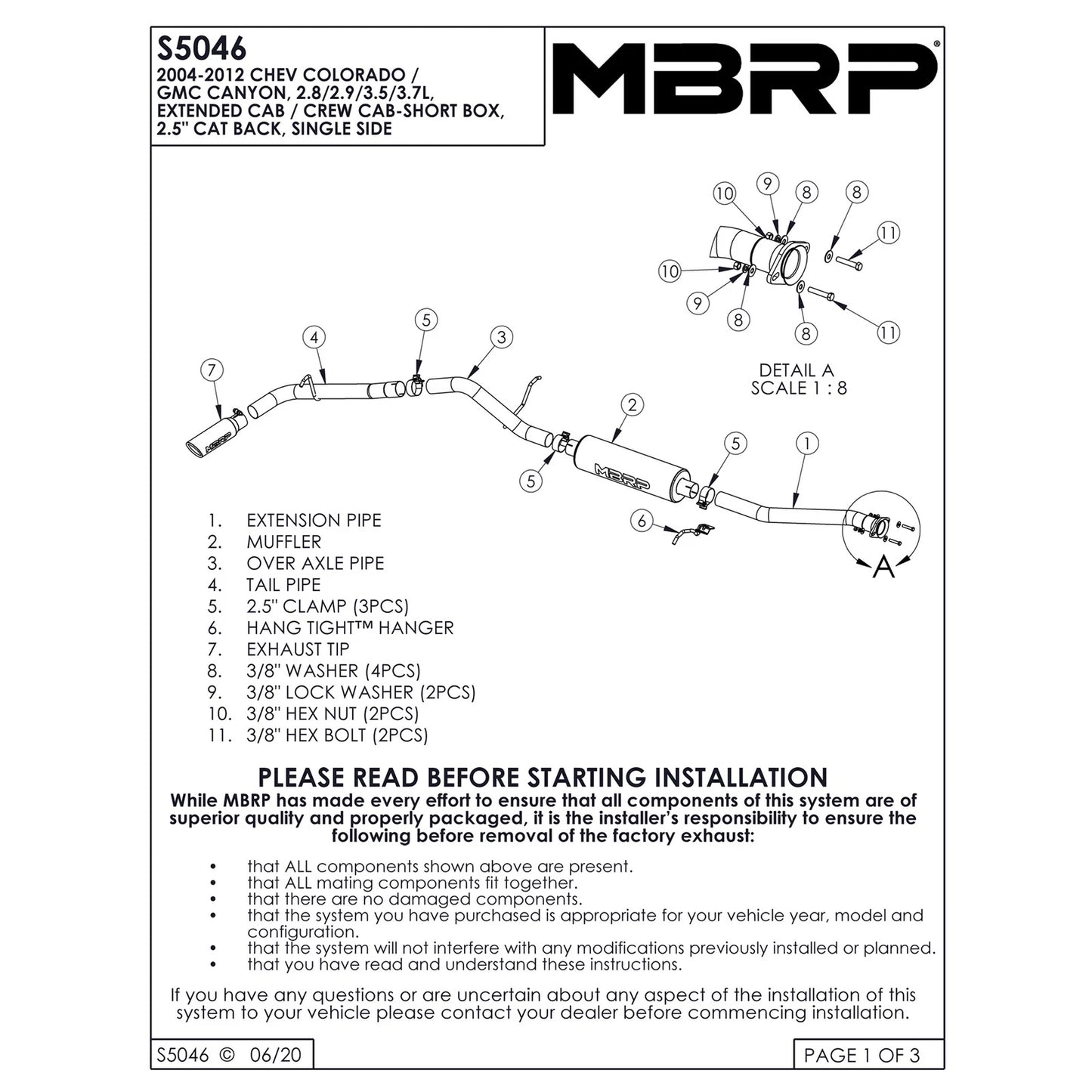 MBRP 2.5in Cat-Back Exhaust Single Side Exit | Chevy/GMC Colorado/Canyon (04-10) (S5046409)