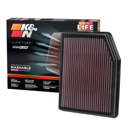 K&N 33-5083 High Flow Performance Air Filter for 2019-2023 Silverado Sierra 1500