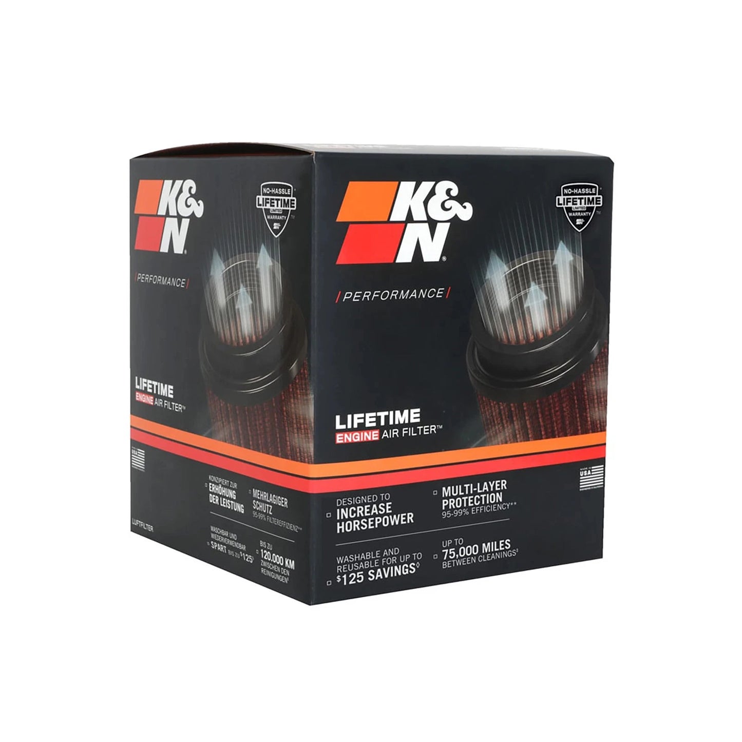 K&N RU-5174 Universal Round Tapered Performance Washable Air Filter for Intake