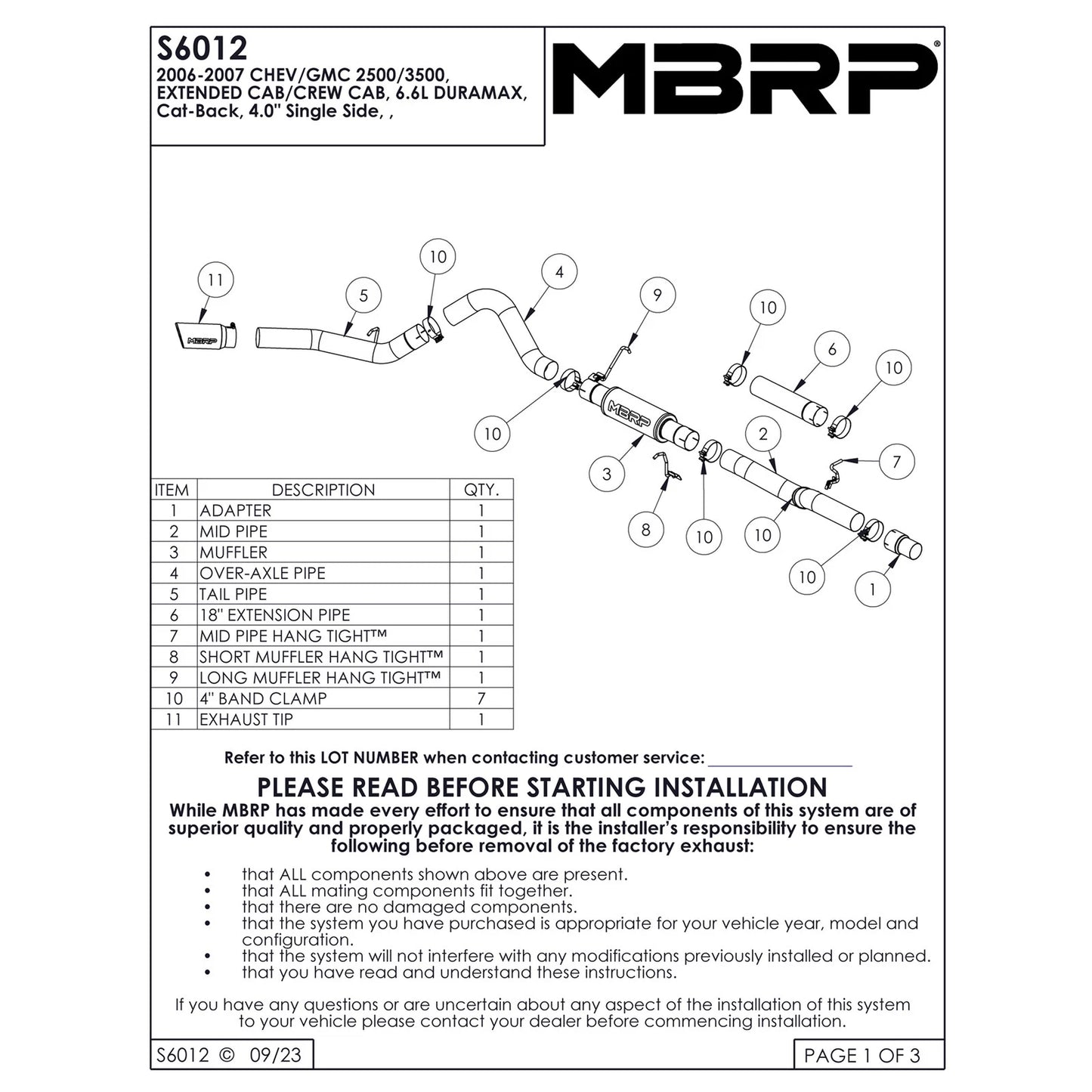 MBRP 4in Classic EC/CC Cat-Back Exhaust | Silverado 2500/3500 HD (06-07) (S6012409)