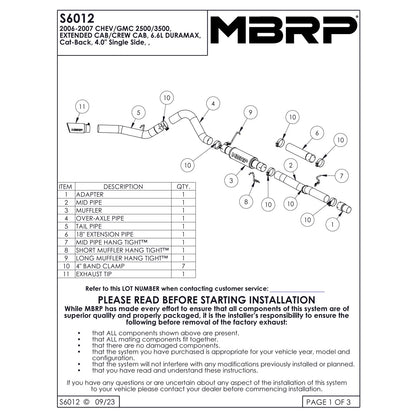 MBRP 4in Classic EC/CC Cat-Back Exhaust | Silverado 2500/3500 HD (06-07) (S6012409)