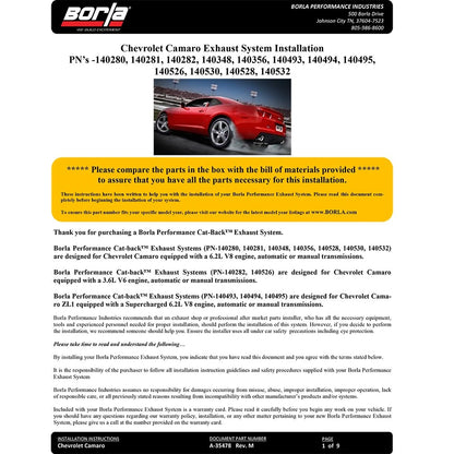 Borla Cat-Back Exhaust System - ATAK | 2014-2015 Chevrolet Camaro 6.2L (140532)