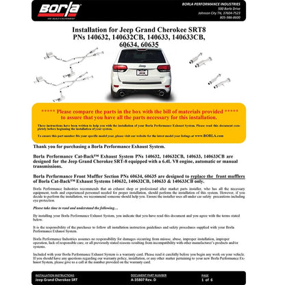 Borla ATAK Cat-Back Exhaust System | Jeep Grand Cherokee SRT (15-21) 6.4L V8 AWD (140633CB)