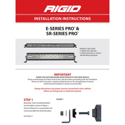 Rigid 120113 E-Series PRO 20 inch LED Flood Light Bar Black Aluminum Universal