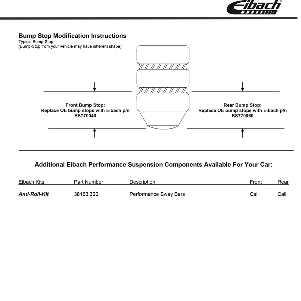 Eibach Front and Rear Coil Spring Lowering Kit (Set of 4) for 2013-2018 Cadillac ATS