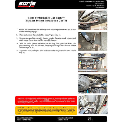 Borla Cat-Back Exhaust System - S-Type | 2005-2019 Nissan Frontier 4.0L (140802)
