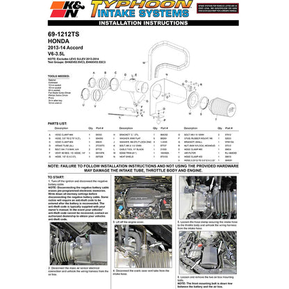 K&N 69 Series Typhoon Cold Air Intake System | Honda Accord 3.5L V6 (13-14) (69-1212TS)