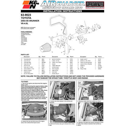 K&N AirCharger Performance Intake | Toyota 4Runner (03-08) (63-9023)