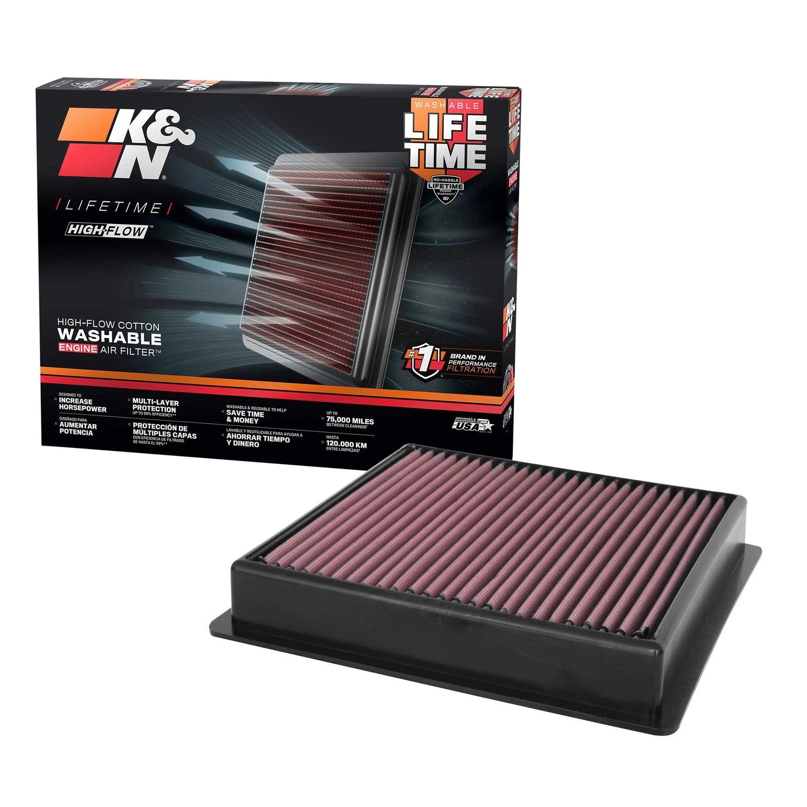 K&N 33-5100 Performance Air Filter for 20-22 F250 F350 Super Duty 6.2L 6.7L 7.3L