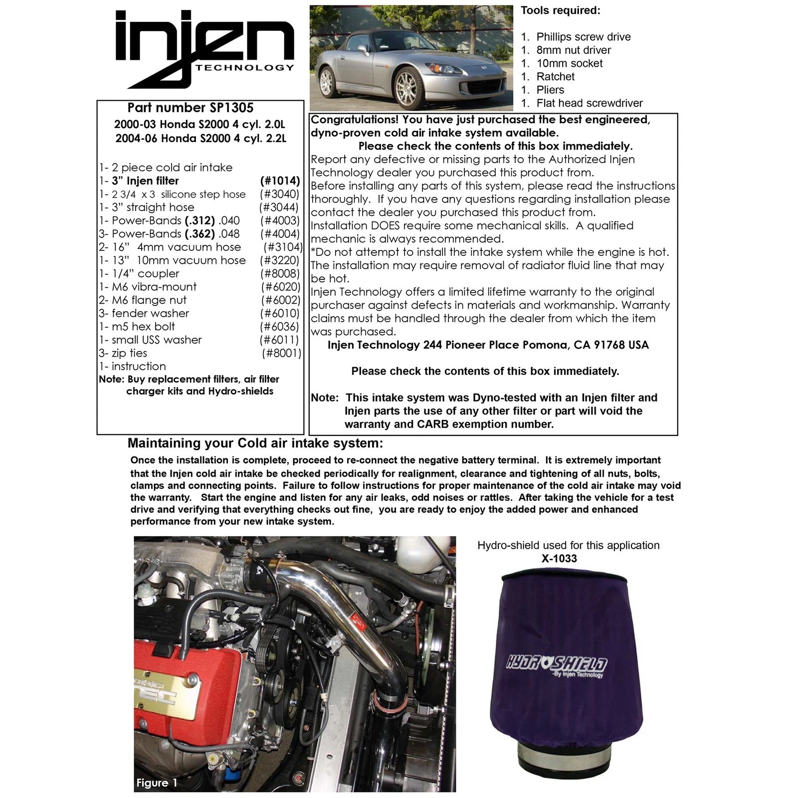 Injen Black Cold Air Intake | 2000-2005 Honda S2000 (SP1305BLK)