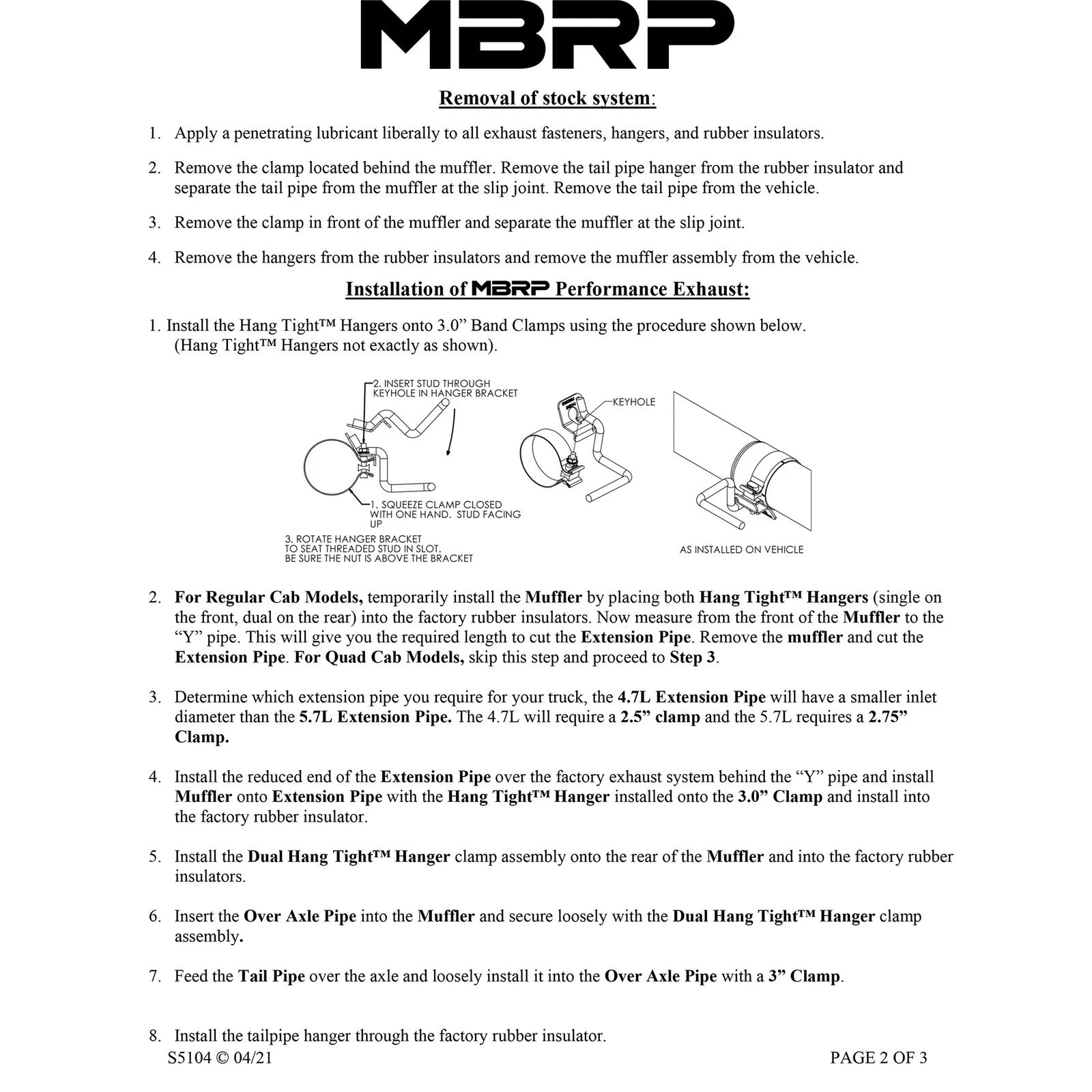 MBRP 3in. Cat-Back Single Side Exit Exhaust | Dodge Ram Hemi 1500 5.7L SC/CC-SB (04-05) (S5104409)