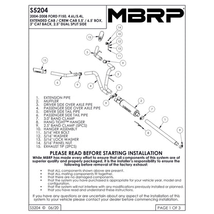 MBRP 3in. Cat-Back Dual Split Side Exit Exhaust | Ford F150 (04-08) 4.6L/5.4L EC/CC-SB (S5204AL)