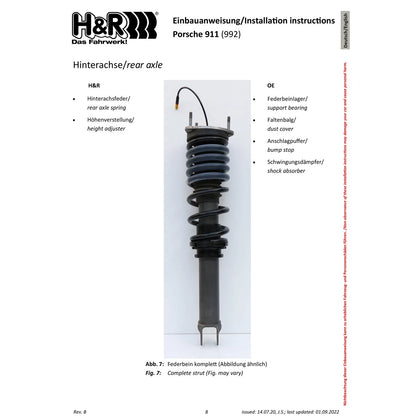 H&R VTF Adjustable Lowering Springs | Porsche 911 Carrera 2/2S/4/4S Cabrio/Coupe (20-22) (23020-1)