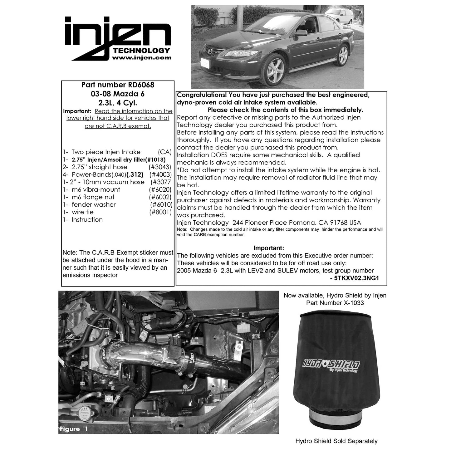 Injen Cold Air Intake System | 2003 - 2008 Mazda 6 (RD6068)