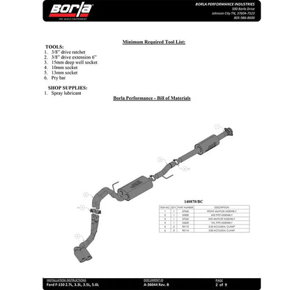 Borla 3/2.25 DSE Cat-Back ATAK Black System | Ford F-150 (21) (140875BC)