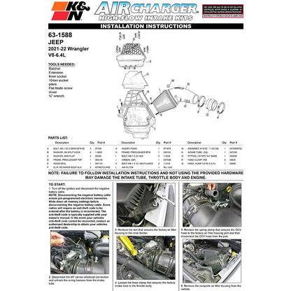 K&N AirCharger Performance Intake | Jeep Wrangler JL V8-6.4L (21-22) (63-1588)