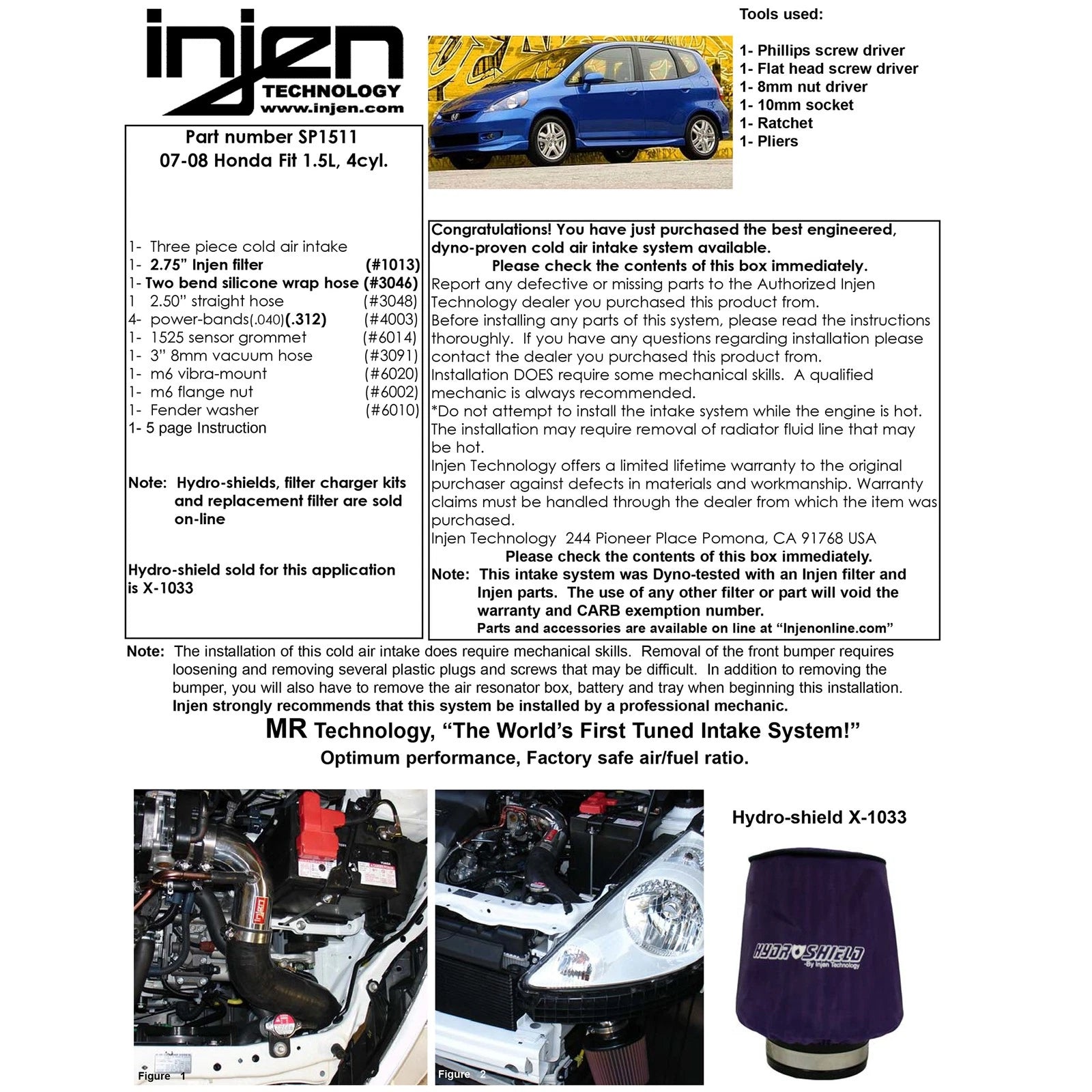 Injen Cold Air Intake System | 2007 - 2008 Honda Fit (SP1511)