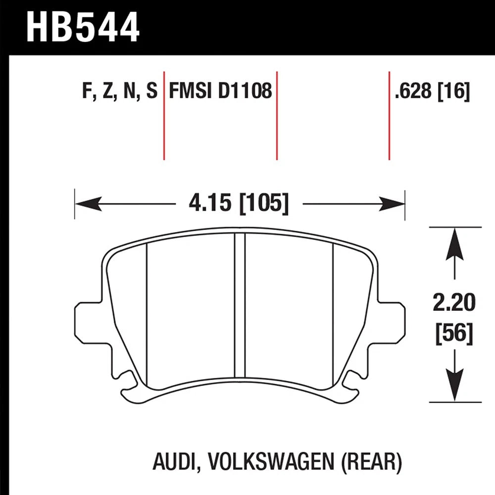 Hawk HPS Brake Pads (Rear) | Multiple Volkswagen Fitments (HB544F.628)