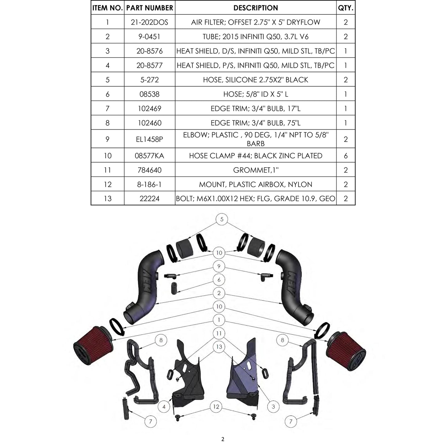 AEM Cold Air Intake | 2014-2016 Infiniti Q50 V6-3.7L F/I (21-774DS)
