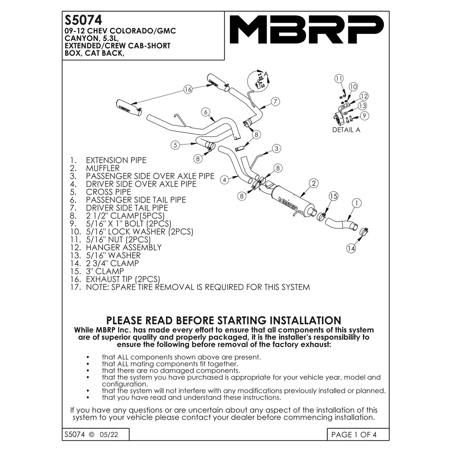 MBRP 2.5in D&S Cat-Back Dual Rear Exit Exhaust | Chevy Colorado/GMC Canyon 09-12 (S5074409)