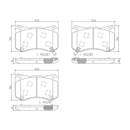 Brembo 04-08 Acura TL Front Premium NAO Ceramic OE Equivalent Pad