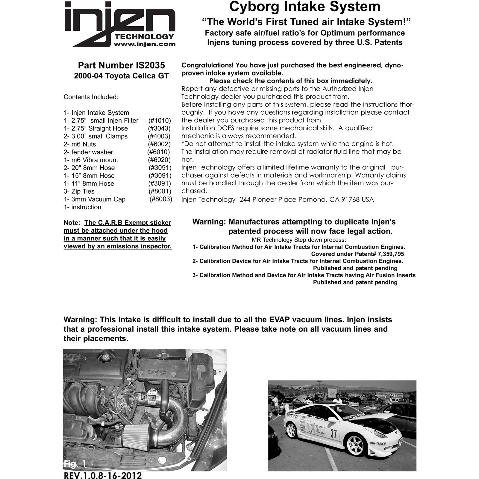 Injen Polished Short Ram Cold Air Intake System | Toyota Celica GT (00-03) (IS2035P)