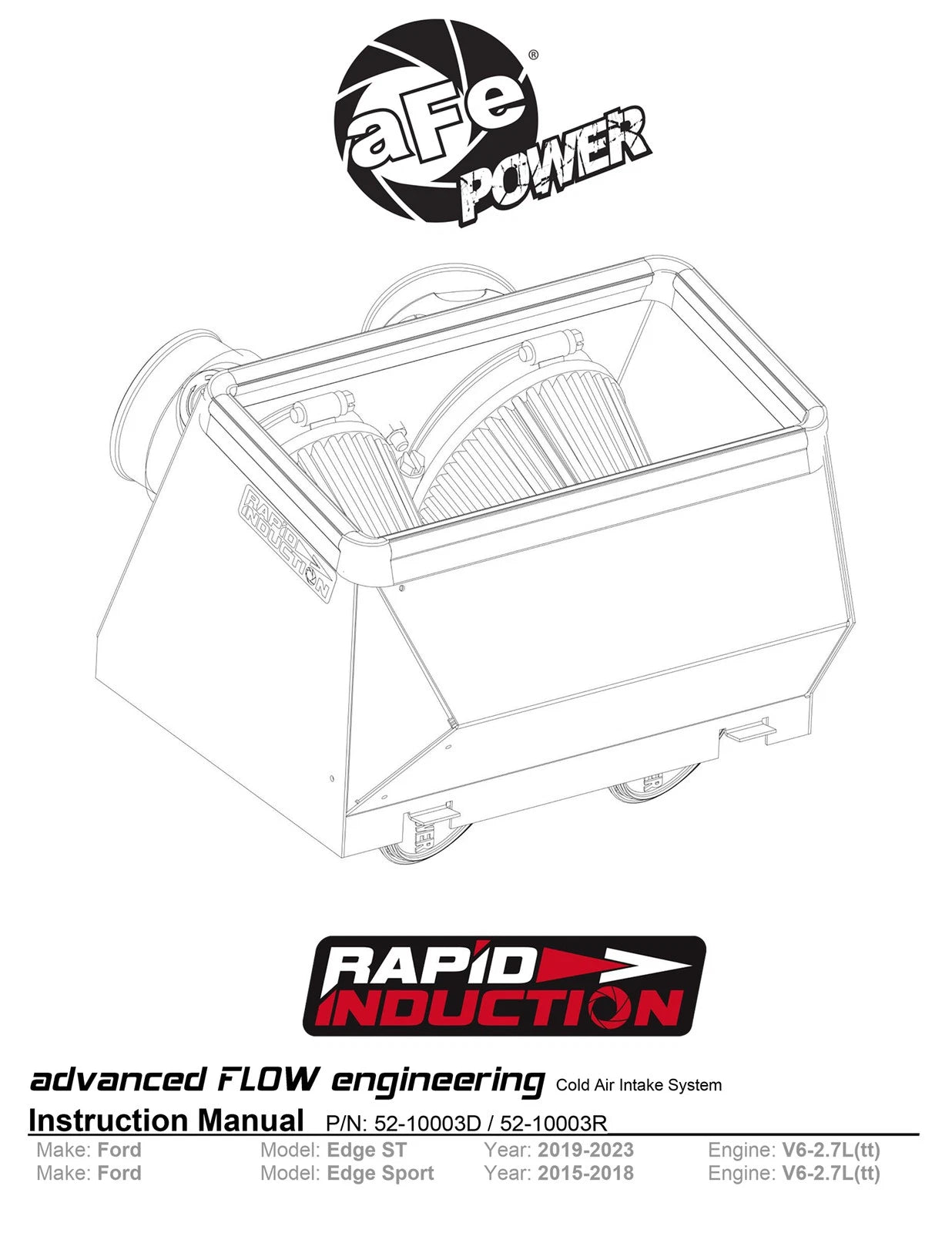 aFe Rapid Induction Cold Air Intake w/ Pro 5R Filter | Ford Edge V6 2.7L (19-20) (52-10003R)