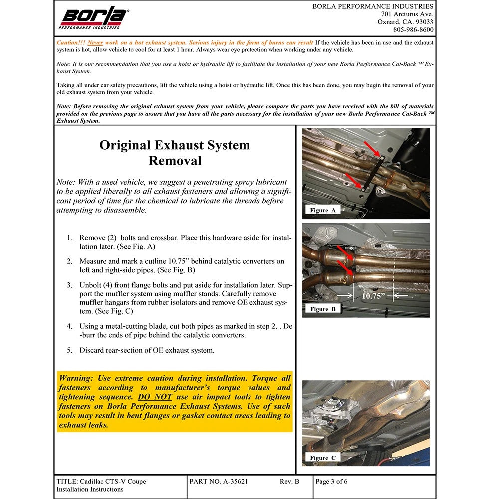 Borla Axle-Back Exhaust System - S-Type | 2011-2015 Cadillac CTS V Coupe 6.2L (11823)