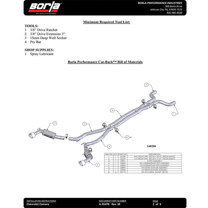 Borla Cat-Back Exhaust System - S-Type | 2014-2015 Chevrolet Camaro 6.2L (140530)