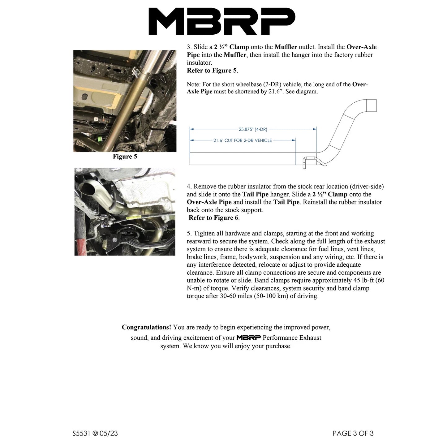 MBRP 2.5in Single Rear Exit High Clearance Cat-Back | Jeep Wrangler JL (18-20) (S5533304)