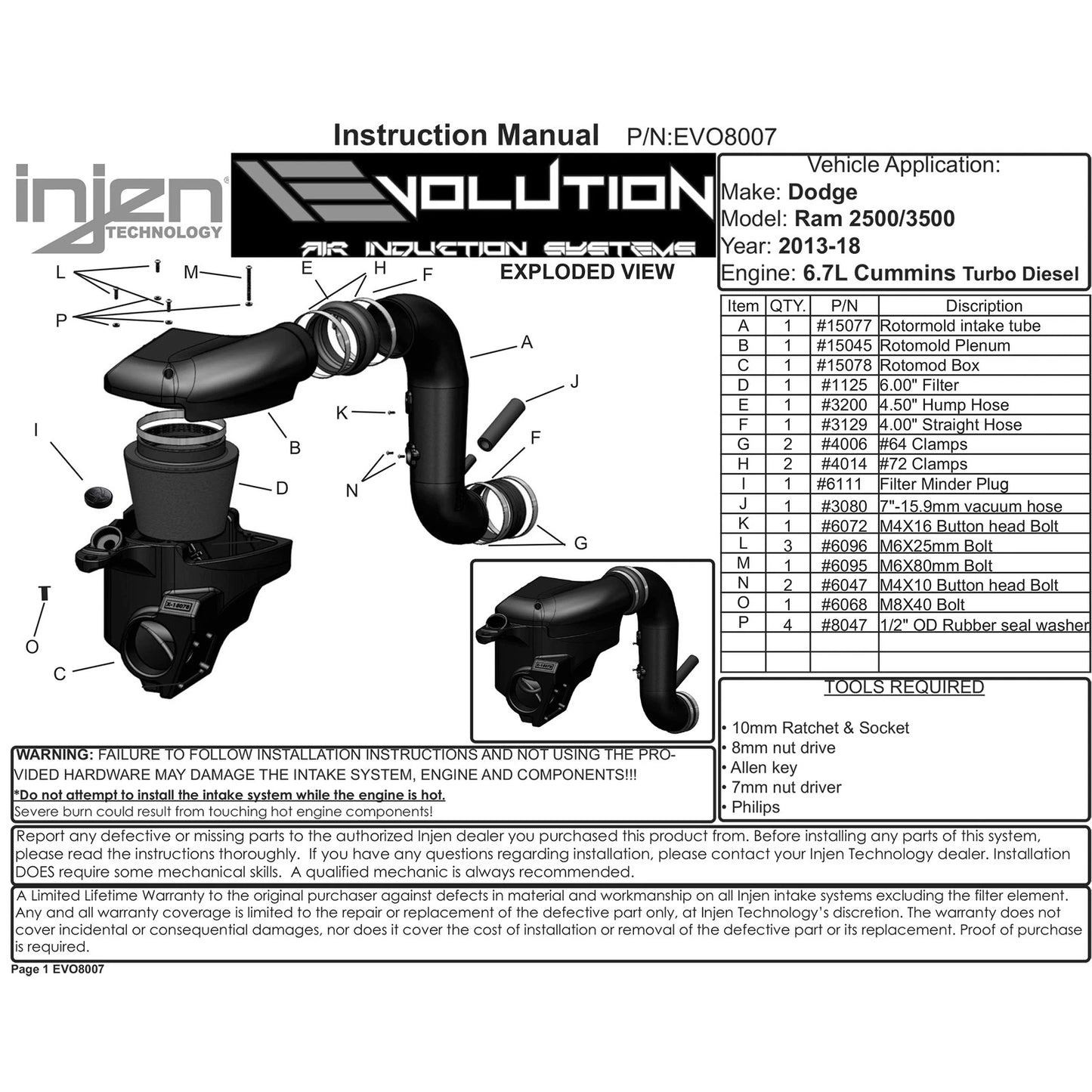 Injen Evolution Cold Air Intake | Dodge Ram 2500/3500 (10) (EVO8007C)