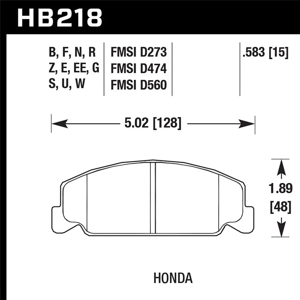 Hawk Performance Front HPS Brake Pads | 90-00 Civic / 88-90 CRX / 84-85 Accord (HB218F.583)
