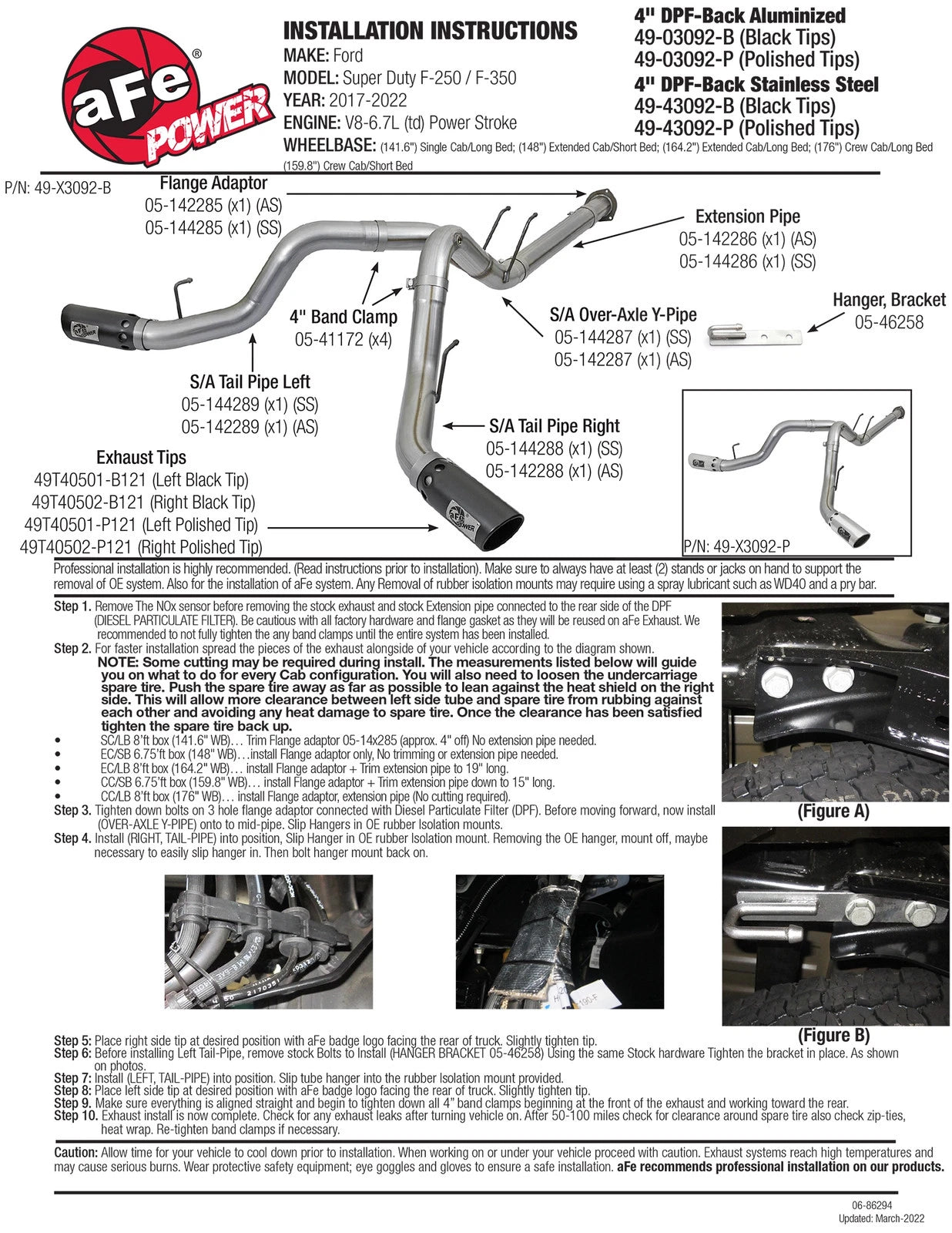aFe ATLAS 4in DPF-Back Alum Steel Exhaust w/ Black Tip | Ford Diesel Trucks V8-6.7L (17) (49-03092-B)