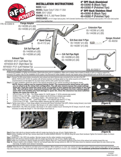 aFe ATLAS 4in DPF-Back Alum Steel Exhaust w/ Black Tip | Ford Diesel Trucks V8-6.7L (17) (49-03092-B)