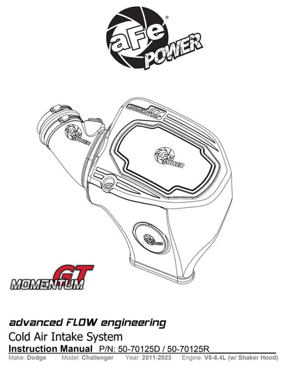 aFe Momentum GT Pro DRY S Intake | Dodge Challenger (11-23) (50-70125D)