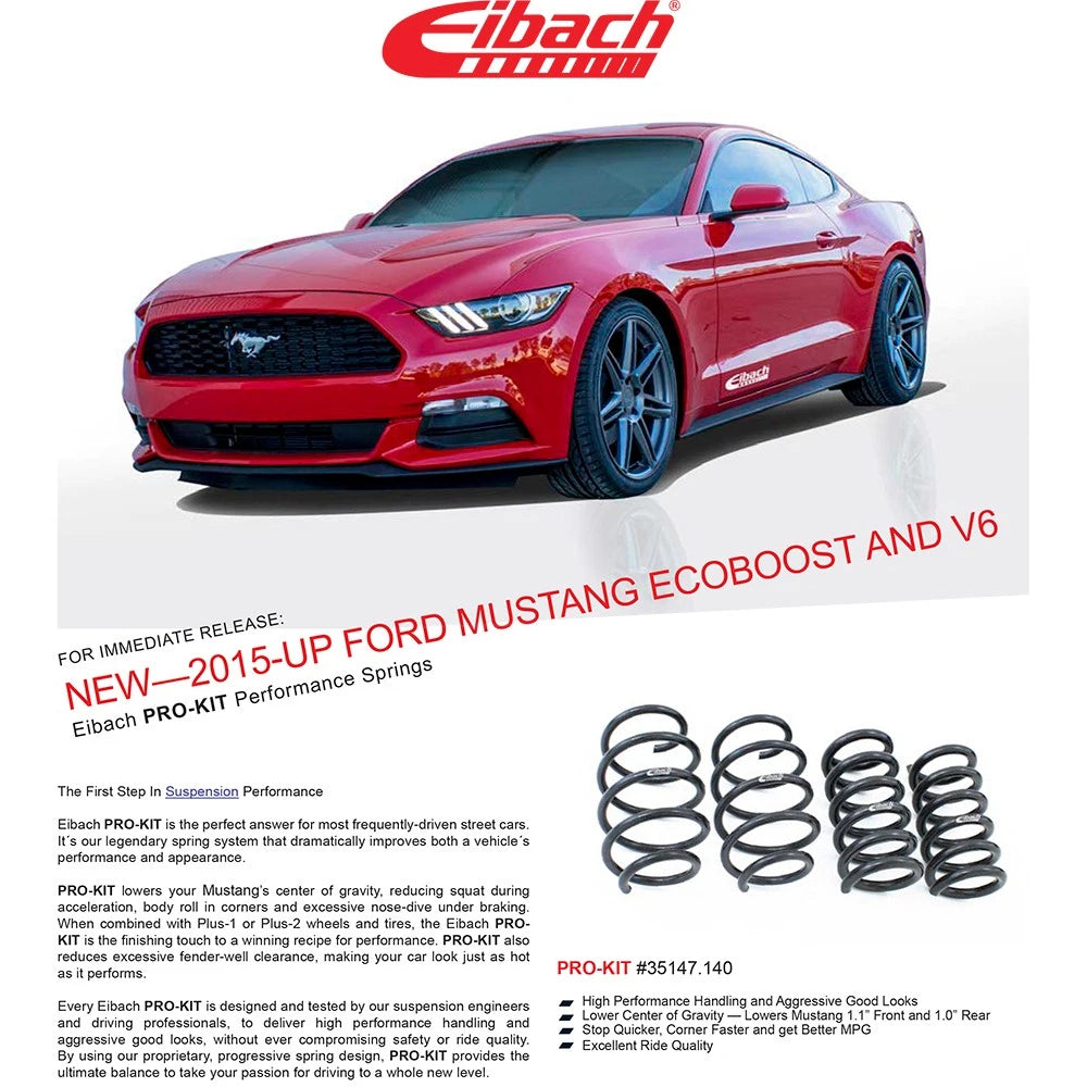 Eibach Pro-Kit Lowering Springs | 2015-2017 Ford Mustang S550 (35147.140)