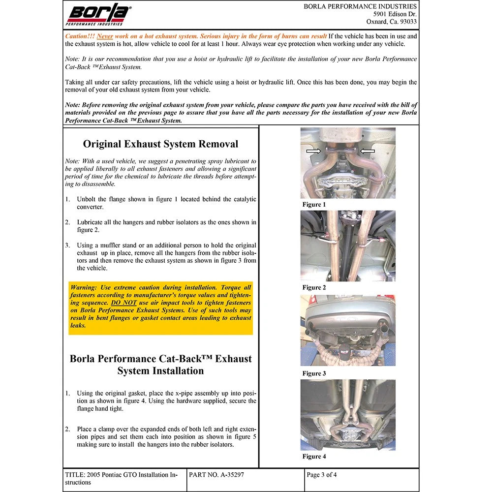 Borla Cat-Back Exhaust System - S-Type Classic | 2005-2006 Pontiac GTO 6.0L (140165)
