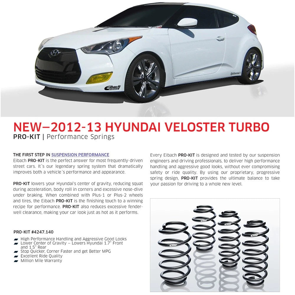 Eibach Pro-Kit Lowering Springs (Hyundai Veloster 1.6L 4 Cylinder) 4247.140