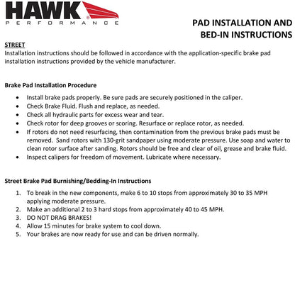 HAWK HPS Brake Pad Sets | HB667F.622