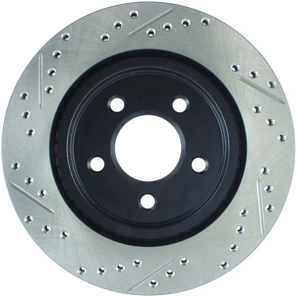 StopTech 127.61087L Rear Left Drilled Disc Brake Rotor for 2005-14 Ford Mustang