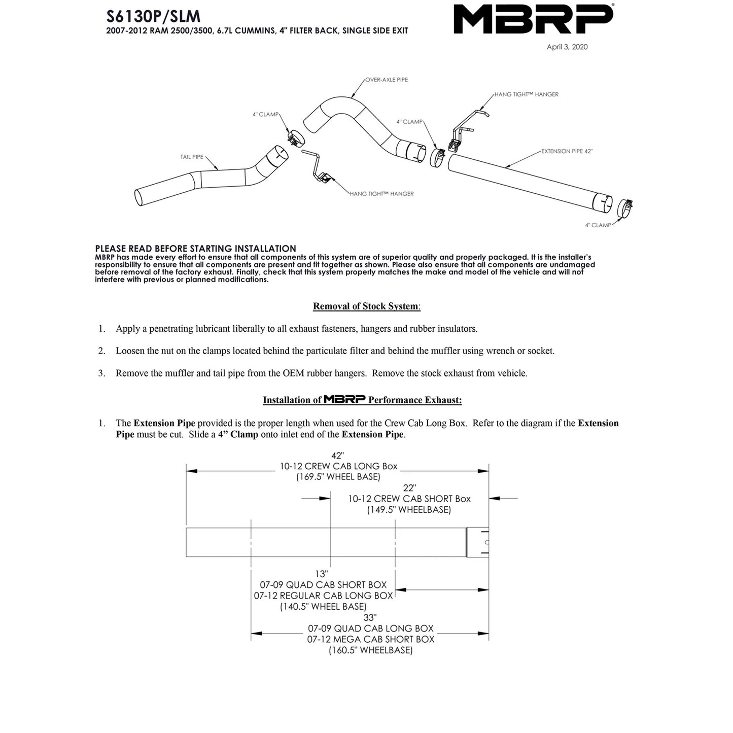 MBRP 4in Filter Back Exhaust | Dodge Ram 2500/3500 03-10 (S6130SLM)
