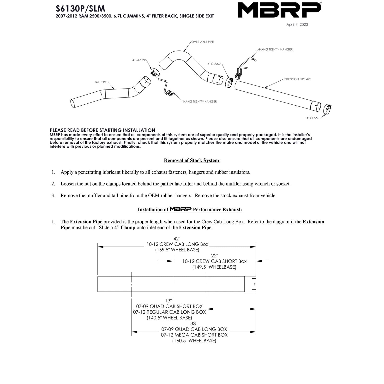 MBRP 4in Filter Back Exhaust | Dodge Ram 2500/3500 03-10 (S6130SLM)